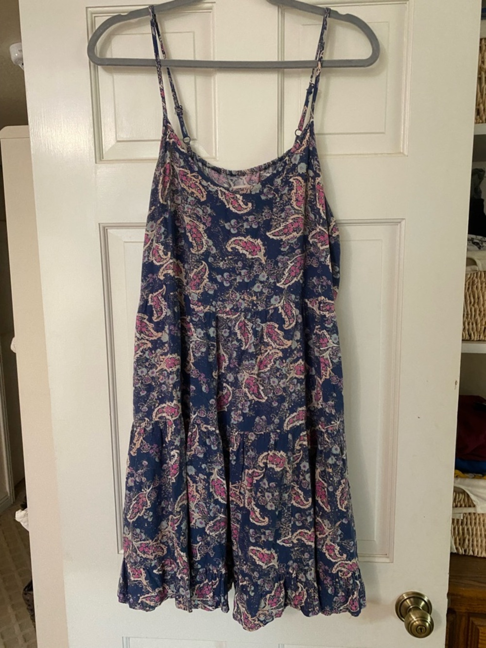Navy Floral Paisley Spaghetti Strap Sundress